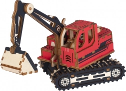 Houten 3D-puzzel graafmachine rood