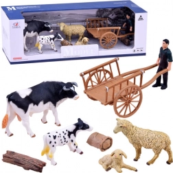 Farm Figures Set – Hand-Painted Animals and Farmer with Accessories – B