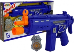 Police set pistol badge navy blue sound light effects 37 cm