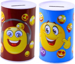Metalowa skarbonka Emotikony niebieska i brązowa
