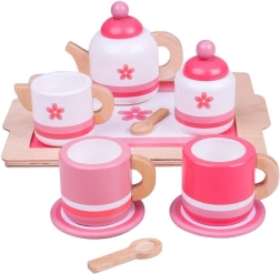 Wooden Tea Set Pink Bigjigs Toys
