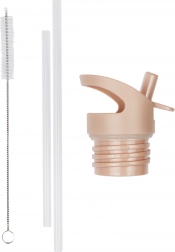 A Little Lovely Company sada uzávěru, kartáčku a brčka k nerezové lahvi 350 ml – Duha