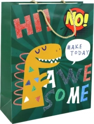Papieren cadeautas groen met dinosaurus 32 × 26 × 10 cm