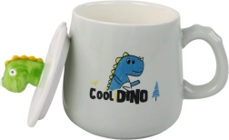 Tasse en céramique motif dinosaure avec couvercle 350 ml