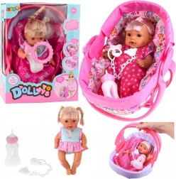 Interaktive Babypuppe im Tragegurt mit Geräuschen und Zubehör 30 cm