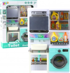 Bagno per bambini con lavatrice, lavandino ed effetti luminosi e sonori