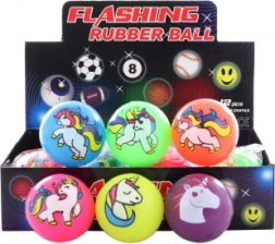 Világító gumilabda unikornissal, 5,5 cm