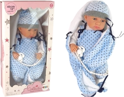 Realistic Baby Doll 46 cm with Blue Blanket and Pacifier