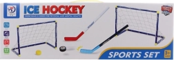 Set of hockey goals with sticks and puck for children