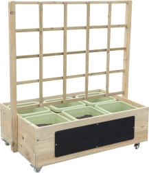 Drveni žardinjer na kotačićima s pločom CLASSIC WORLD EDU