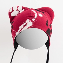 Cappellino neonato in cotone con orecchiette NEW BABY rosa scuro