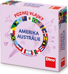 Dino Travel Game Recognize the Flags - America and Australia