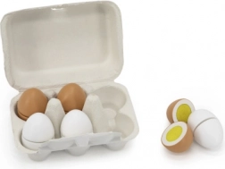 Uova di legno da tagliare in cartone d'uovo