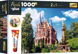 Trefl komplet 2v1 puzzle Grad Drachenburg, Nemčija 1000 koščkov z lepilom