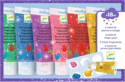 Brokatowe farby do malowania palcami DJECO w tubkach