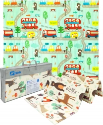 Humbi tapis en mousse XPE réversible et pliable 200 × 180 × 1 cm forêt et petites rues