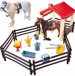 Horse Set with Paddock and Shelter 14 cm