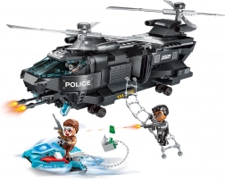 Qman Police Battle Force Secret Mission Eagle – police helicopter with scooter and minifigures