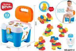 set of soft building blocks with storage chair box – blue