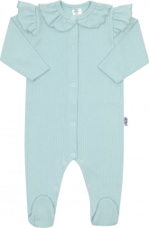 Babykatoenen jumpsuit NEW BABY Stripes – ijsblauw
