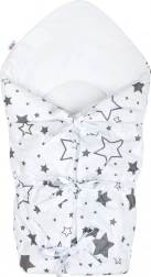 Klassisk snøreindpakket svøb hvid med grå stjerner NEW BABY