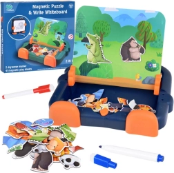 2-in-1 Magnetic Board with Animal Magnetic Puzzles and Dry-Erase Drawing Surface