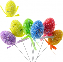 Húsvéti tojások pálcikán masnival, színes szett 6 db