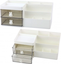 Funkcionalni namizni organizator s predelki in predali