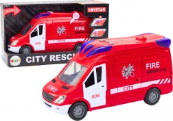 Gasilski avto s svetlobnimi in zvočnimi učinki z odpirajočimi se vrati, rdeč