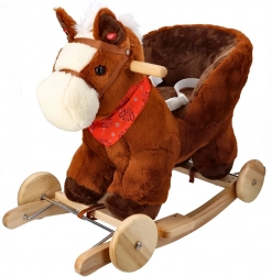 Koń na biegunach z kółkami i siedziskiem