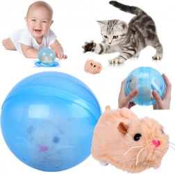 Interactive plush hamster in a blue ball – fun toy for kids and pets