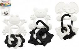 Grizalo živalice z obeski, črno-belo, 9 cm