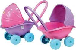 Dyb plastdukkeklapvogn i et mix af farver