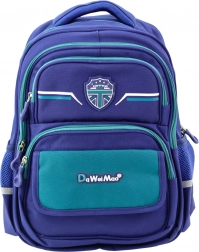 Šolski otroški nahrbtnik s prsnim trakom v temno modri in zeleni