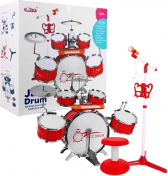 Kids' musical set with drums, keyboard and microphone 3+ – Red