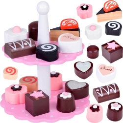 Lesena dvonadstropna set s torticami za otroke