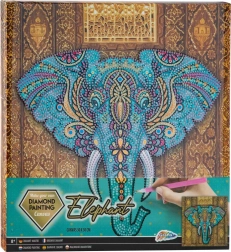 Diamond painting on frame elephant 30 × 30 cm