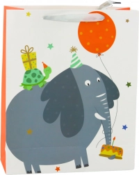 Kids' paper gift bag with elephant, 32 × 26 × 12 cm