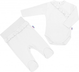 Ensemble bébé 2 pièces NEW BABY Stripes – blanc, body en coton et pantalon à pieds