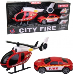 Helikopter z gasilskim vozilom