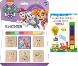 PAW PATROL wooden stamps 5×5 cm with ink pad and crayon