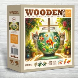 Wooden Puzzle Cats and Fish 505 Pieces