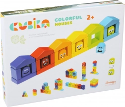Kubika Colorful Houses – wooden construction set, 30 pieces