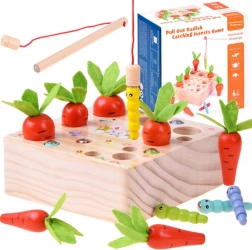 Wooden game with carrots and worms