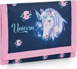 Children's textile wallet with unicorn motif