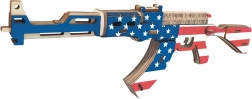 Træ 3D-puslespil Maskingevær AK47 Amerikansk flag