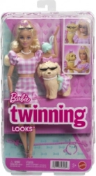 Barbie podwójny kostium z kokardą – lalka z pieskiem