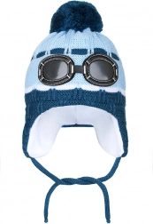 Zimní dětská čepice NEW BABY s brýlemi, šedá