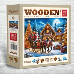 Dřevěné puzzle WOODEN CITY Santa Klaus přichází – 1010 dílků
