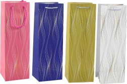 Gift bag for a bottle with glittering waves